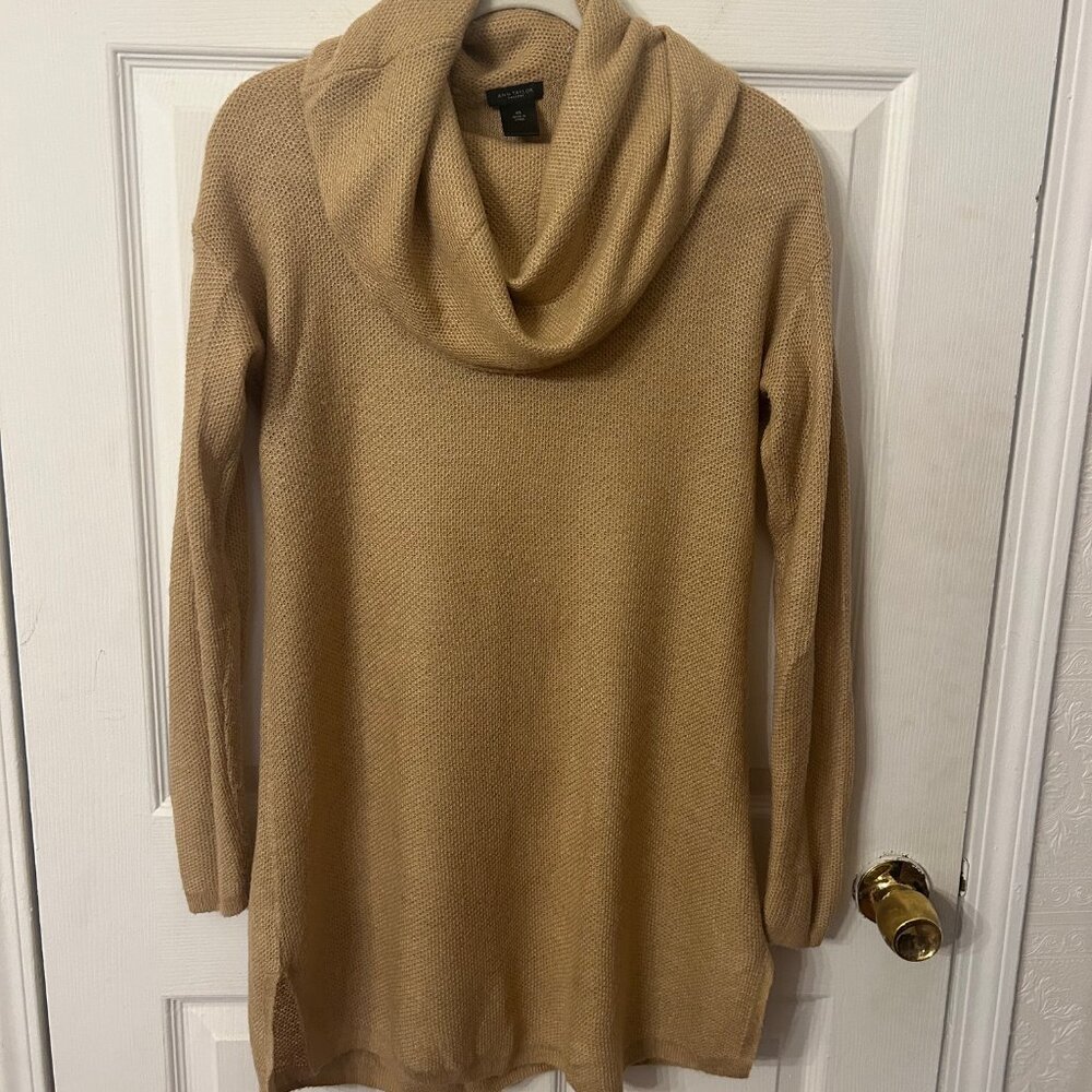 Ann Taylor Tan Cowl Neck Sweater Tunic Size XS